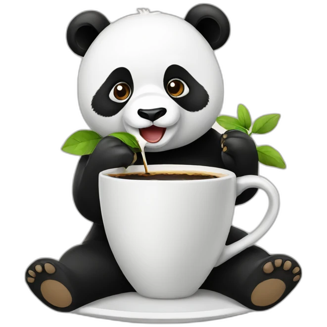 panda drinking coffe emoji