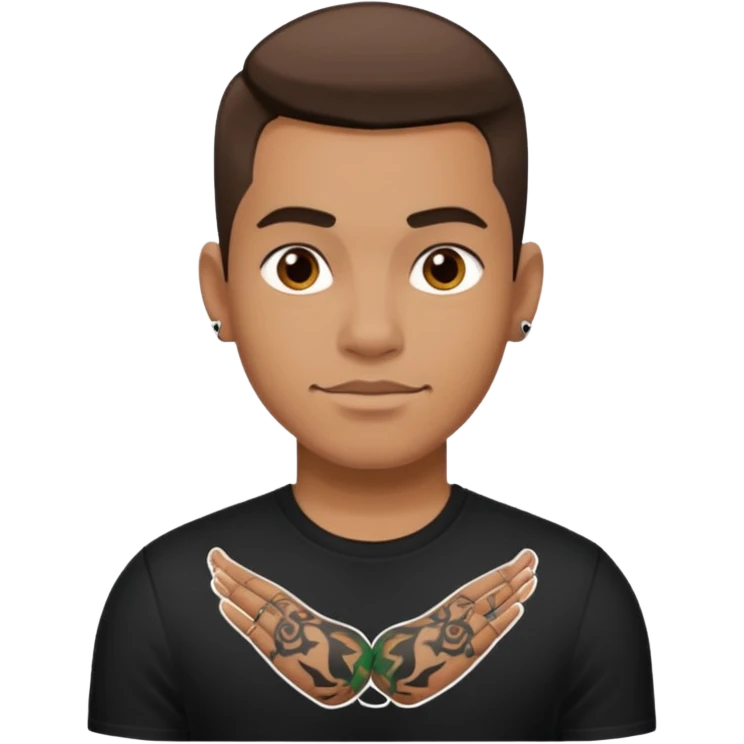 male with tattoo in black shirt emoji