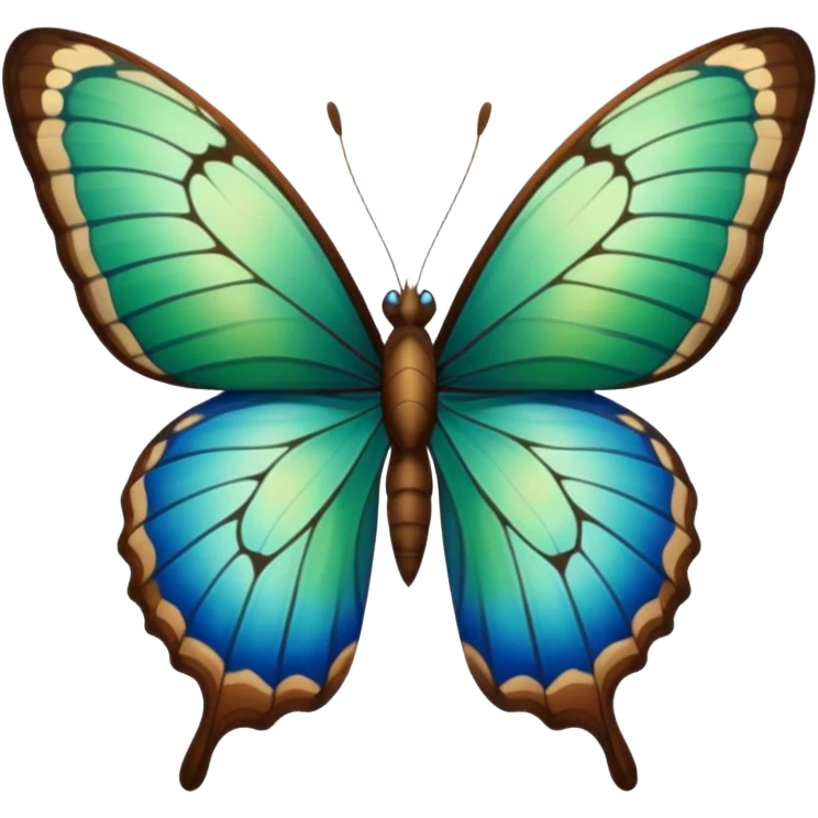 Green brown blue butterfly emoji