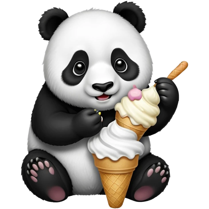 Panda eating ice cream emoji