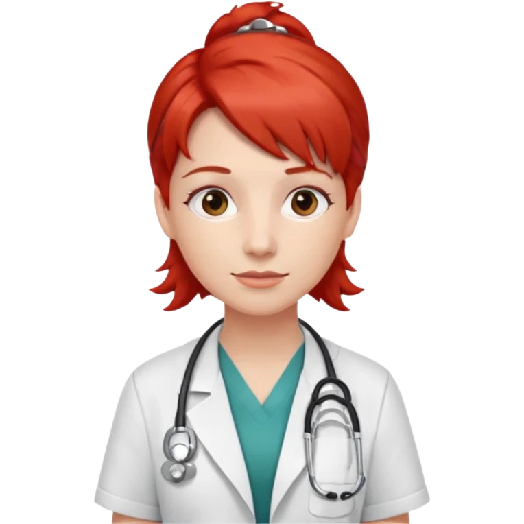 doctor with red hairclips emoji