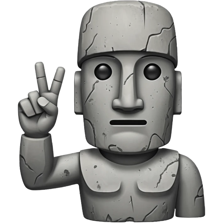 Moai making a peace sign emoji
