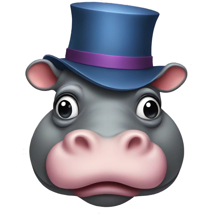 Hippo with a funny hat emoji