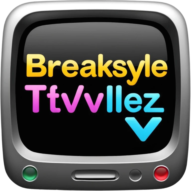 un gif texte qui défile  "BREAKSTYLEZ TV"  change de couleur sur fond noir emoji