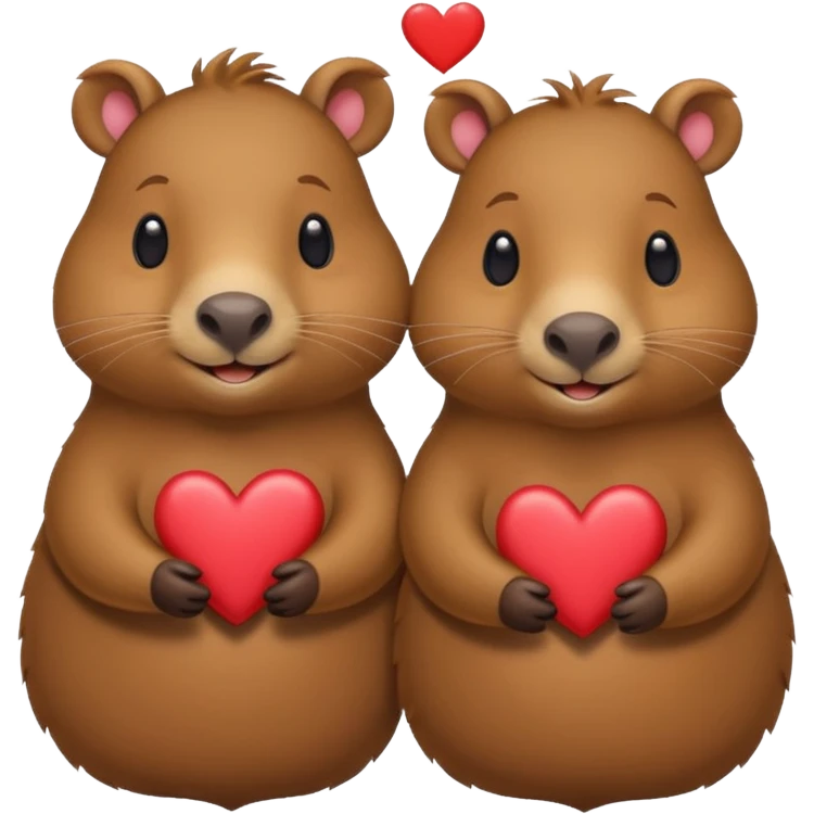 Capibaras amorosos con corazones emoji