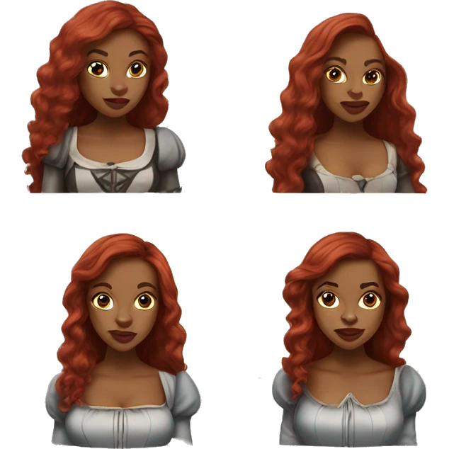 Three Musketeers black woman smooth long red hair big lips emoji