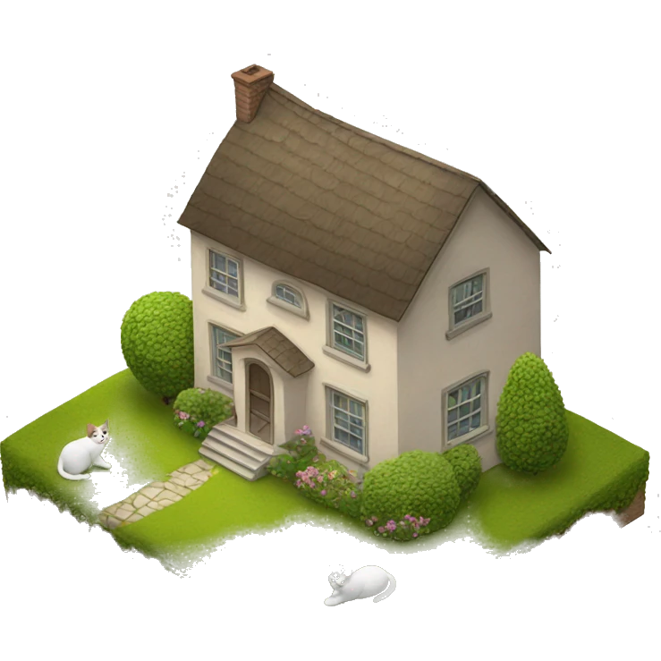 a house with two cats on the lawn emoji