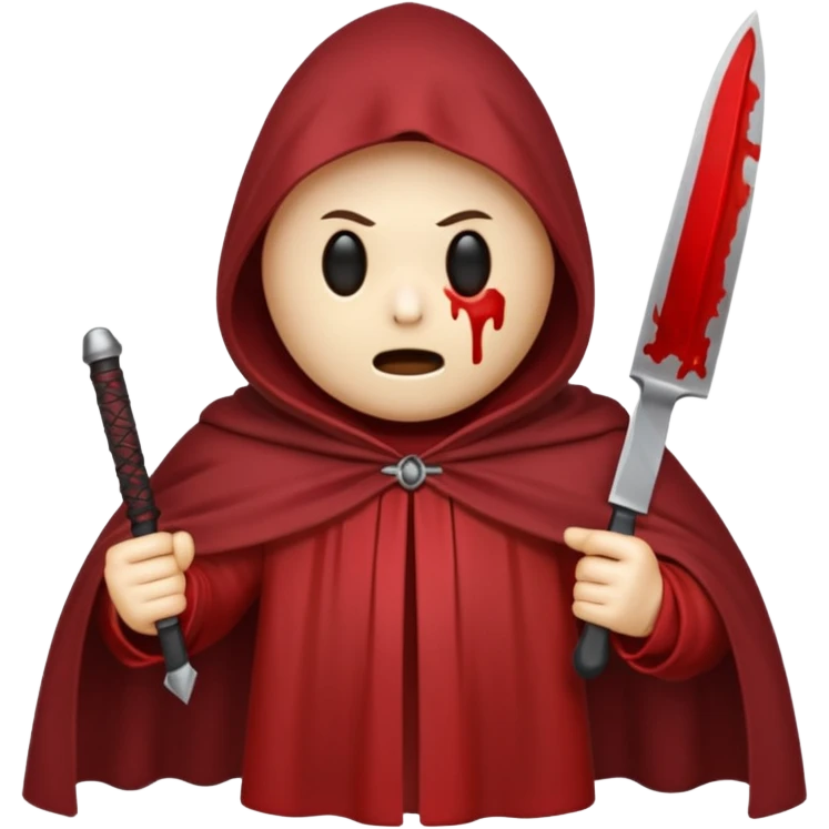 make a ghost face emoji with a cloak on and a bloody knife from the movie scream emoji