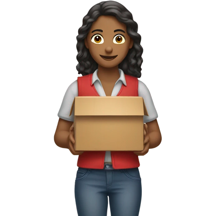 Katia red vest brings box to car emoji