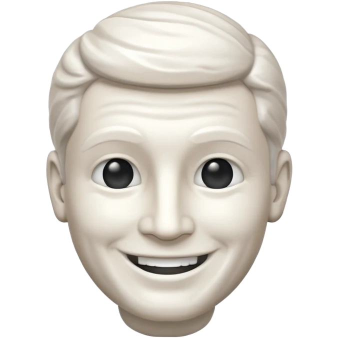 Marble style statue of man head happy full white emoji