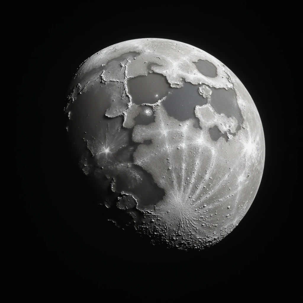 planet Mercury, round, rocky gray ball, covered in pitted marks and rough patches, realistic, close-up, showing crater details, black background emoji