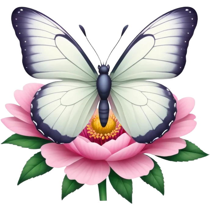 white butterfly on a pink flower emoji