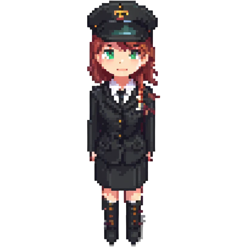 female train conductor with a train in the background emoji