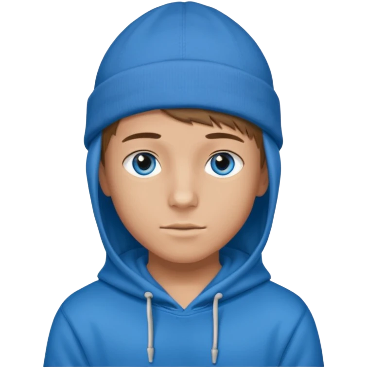 handsome and young teen pinterest boy good at fashion. popular among 'that brat girl', wearing hoodieand beanie with blue eye   emoji