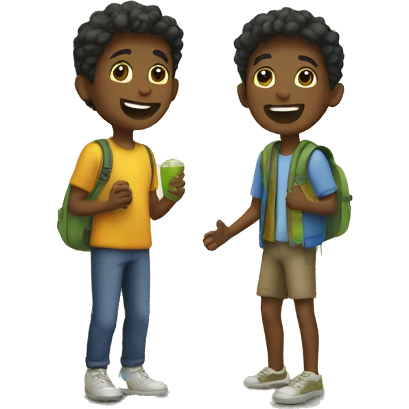 two boys enjoying outdoors emoji