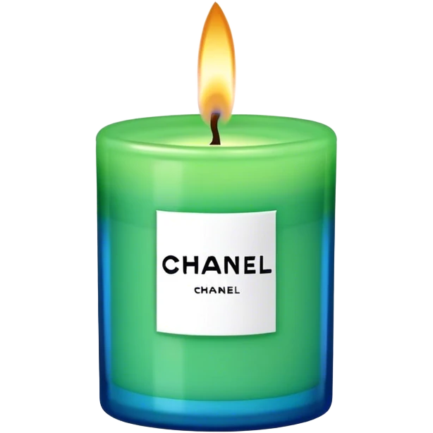 Chanel candle in the color blue and green emoji