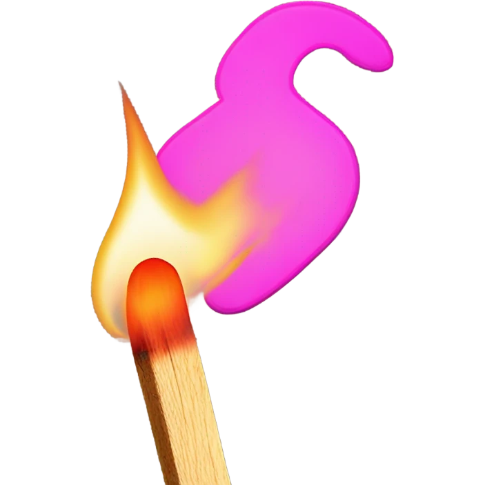 Pink neon a burning match emoji