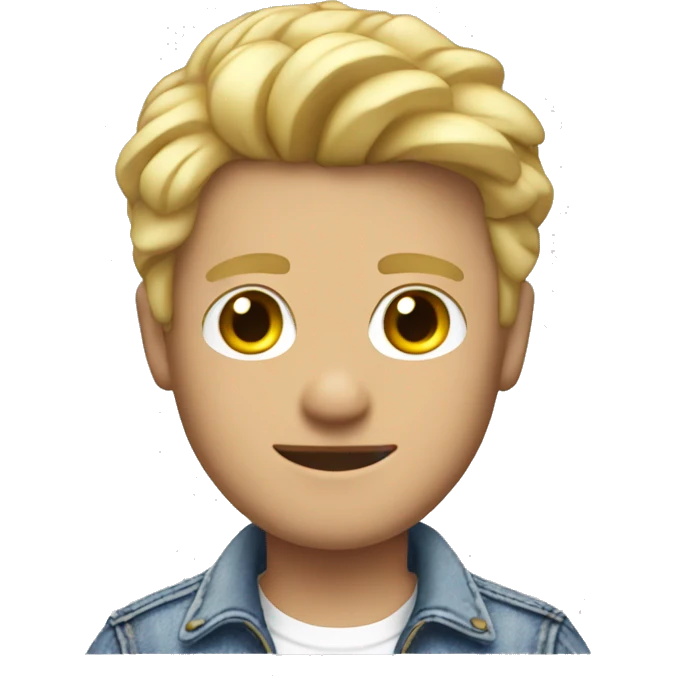 Cute blonde man in Jean jacket and white t shirt emoji