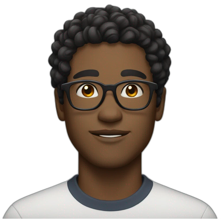 curly short black-haired man wearing square glasses white skin emoji
