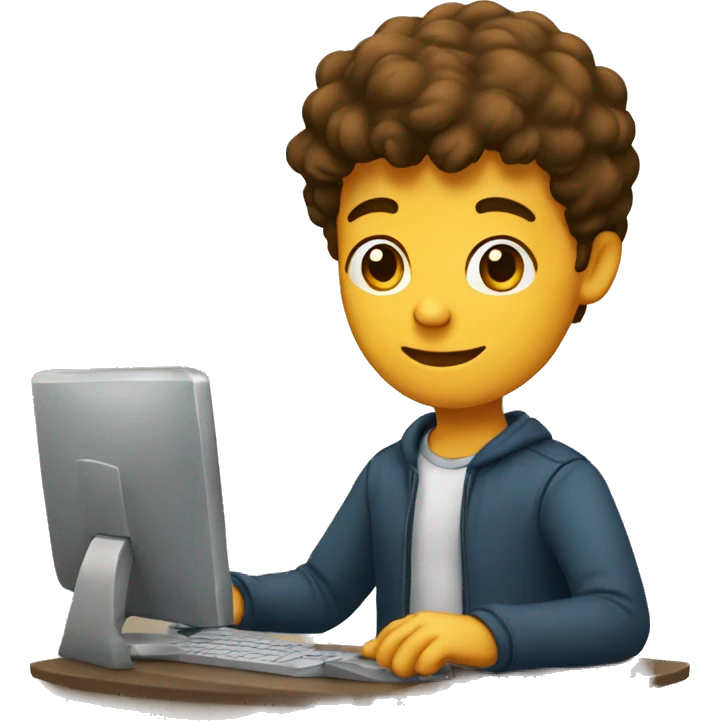 jeune homme brun devant un ordinateur  emoji