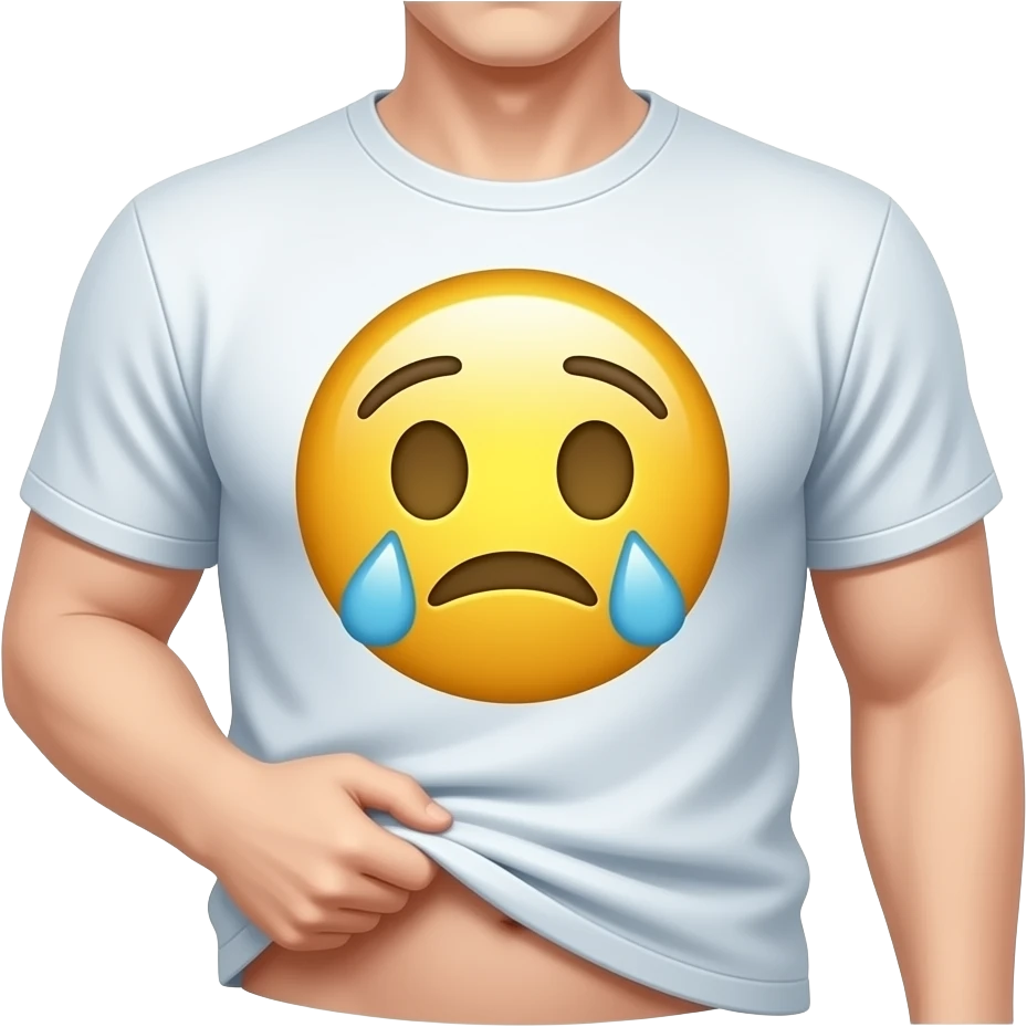 Naked boob  t shirt up with sicker emoji in the middle emoji