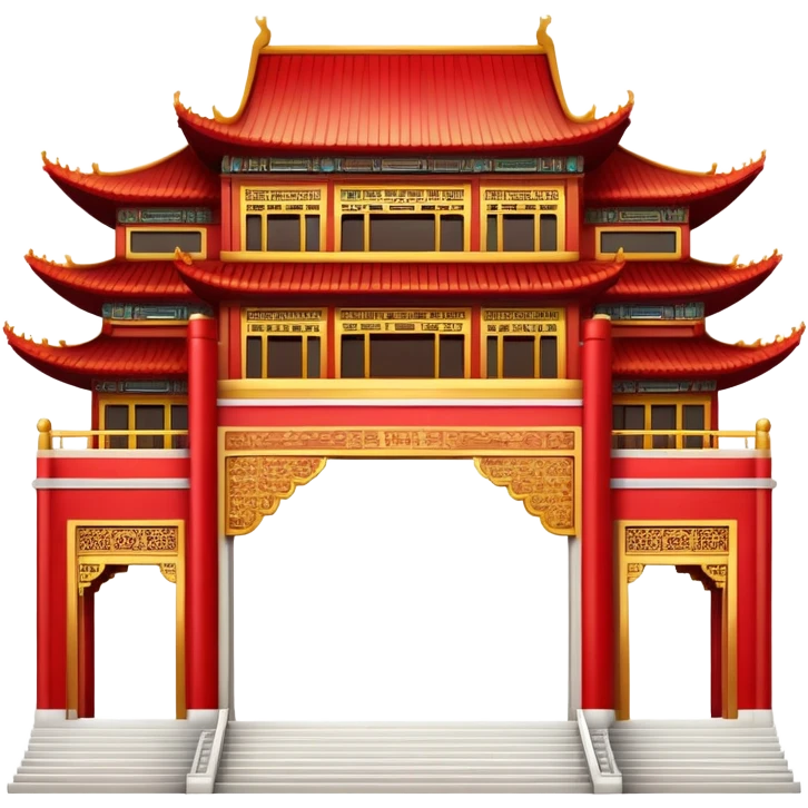 Chinese palace facade emoji, simplified architectural icon like the western building emoji emoji