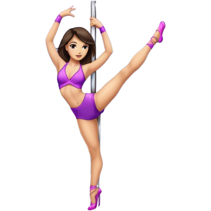 Brunette pole dance Light skin emoji