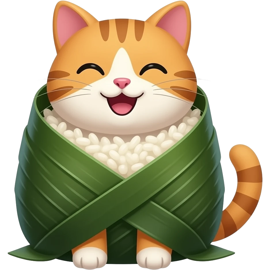 a happy cat wrapped in rice and seaweed emoji
