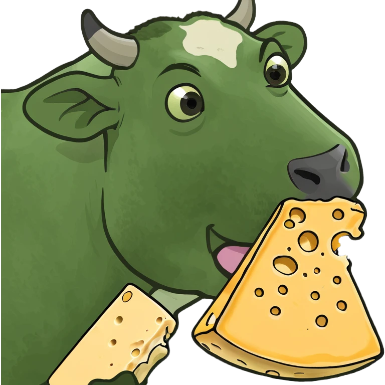 Cow eating cheese emoji