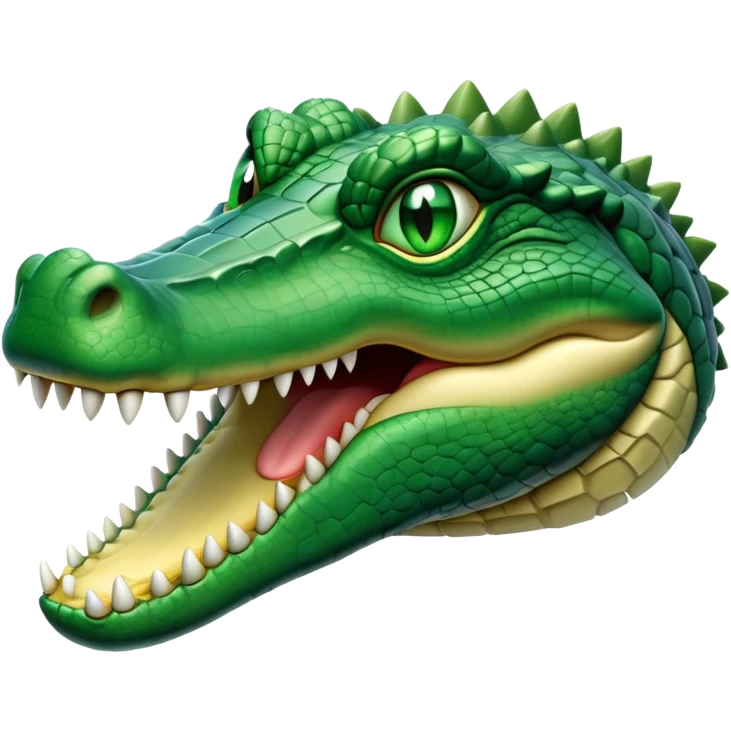 cinematic-noble-crocodile-portrait-emoji,-poised-and-regal,-with-a-powerful,-elongated-build-and-a-rugged,-scaly-emerald-green-hide,-piercing-cold-eyes,-simplified-yet-sharp-and-sophisticated-features,-highly-detailed,-glowing, head held high emoji