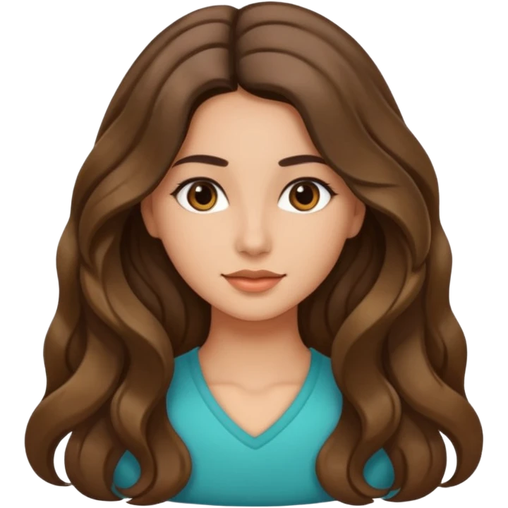 Morena com cabelo ondulado nas pontas  e de pele um pouco bronzeada cabelo grande raiz Lisa emoji