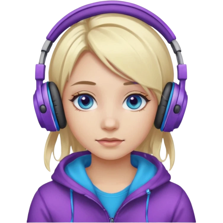 girl blond with purple highlights hair blue eyes and wearing headphones emoji