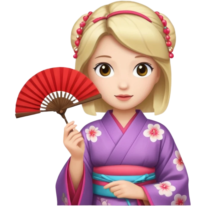 Kimono princess with fan emoji