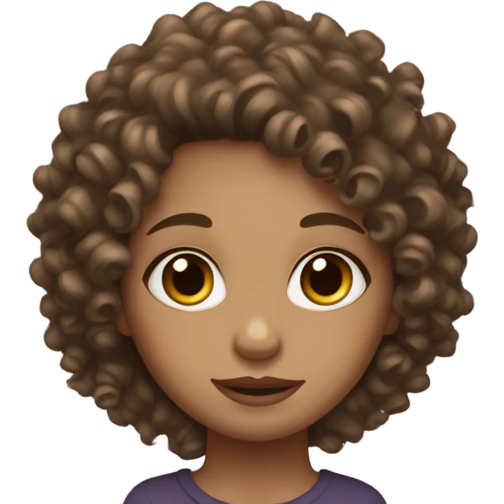 Curly hair girl with white complexion and hazel eyes emoji