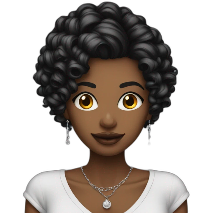 mulher branca cabelo curto preto com piercings emoji