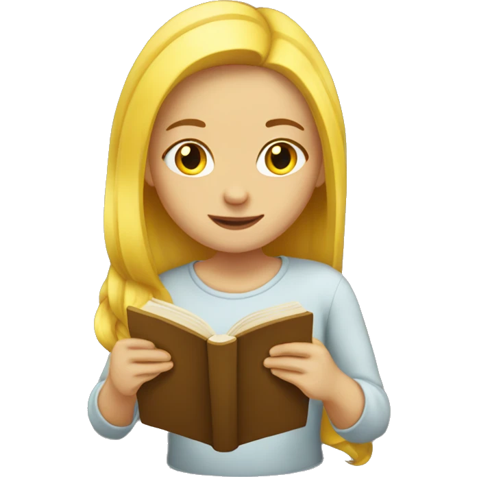 yellow-medium-hair-girl-reading-a-book emoji