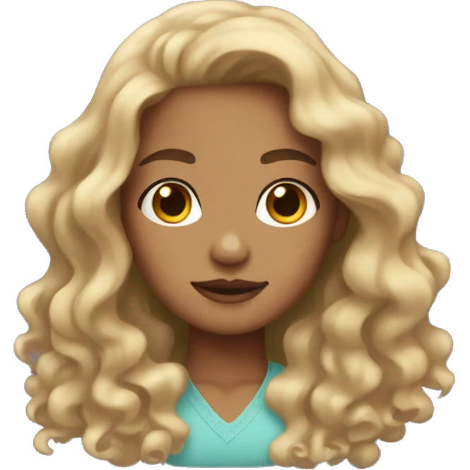 light skin girl with wavy hair emoji