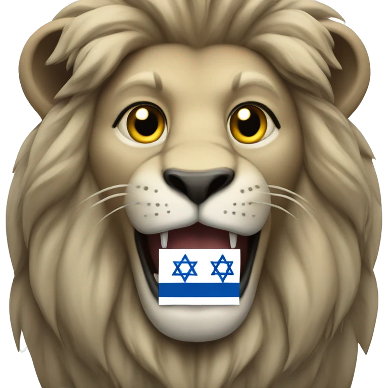 A lion holding the Israeli flag emoji