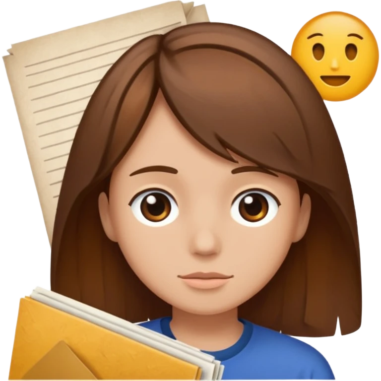 Brown hair art papers emoji