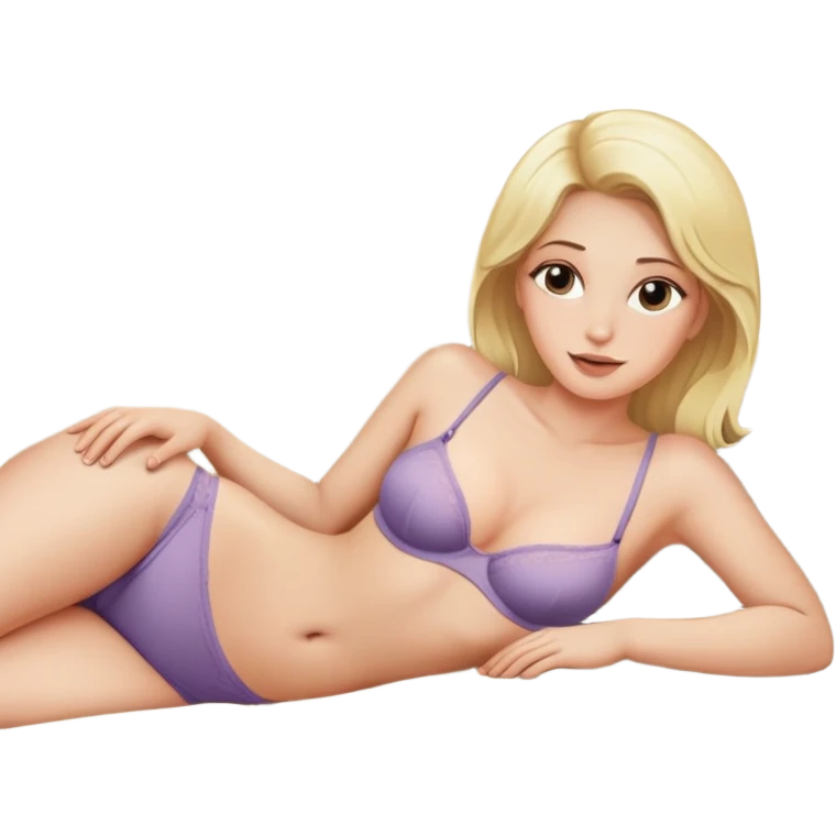 hypereal busty blonde shirtless topless buxom in undies lying on couch comfy sfw emoji
