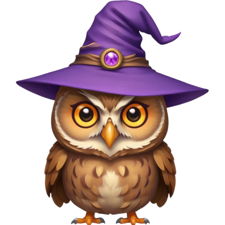 owl wear purple wicth hat emoji