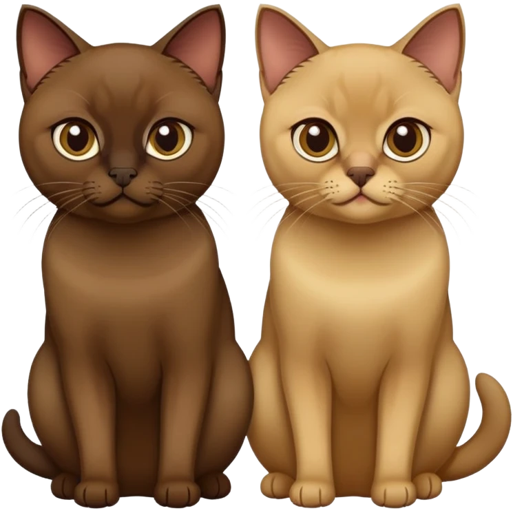 One dark brown Burmese and one beige Burmese cats emoji