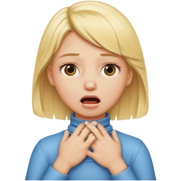 blond girl emoji choking its neck with its hands emoji