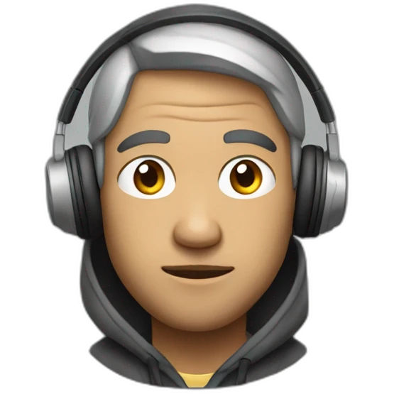 A man in hoddies and head phone emoji