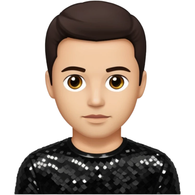 David Silveria from Korn with dark brown hair, light skin, black sequin outfit emoji