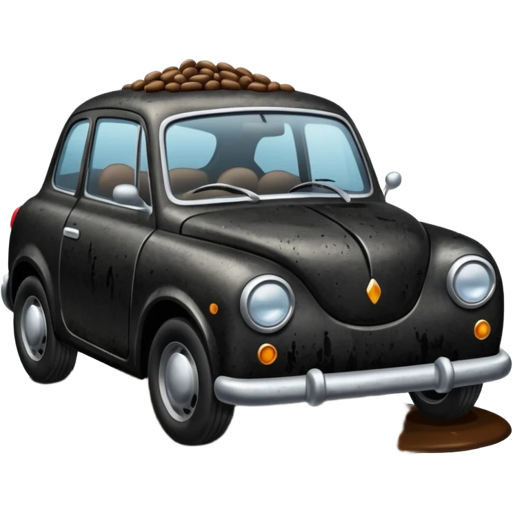 Car with beans in it and stuck in tar emoji
