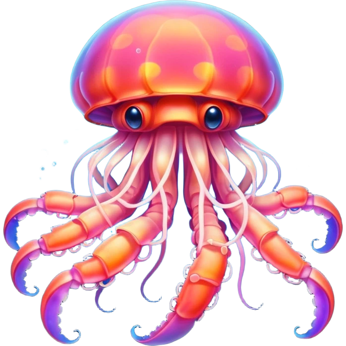 Neon glowing jellyfish-crab-squi emoji