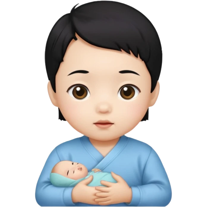 korean black hair baby infant emoji