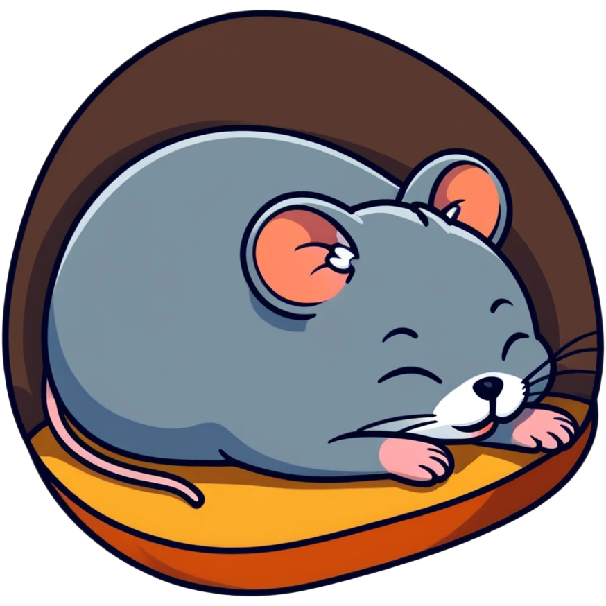 Jerry mouse snoring while sleeping in his cozy mouse hole emoji