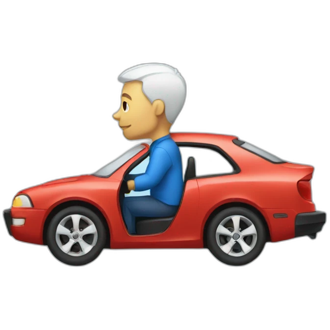 white man in blue car sideview emoji
